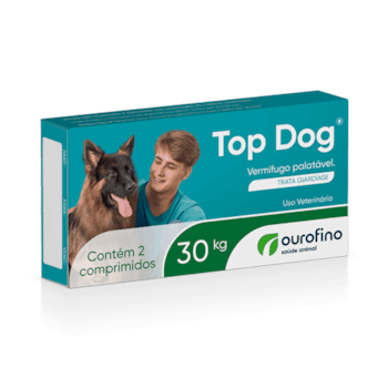 Vermífugo Top Dog Ourofino para Cães 30kg com 2 Comprimidos - Imagem principal