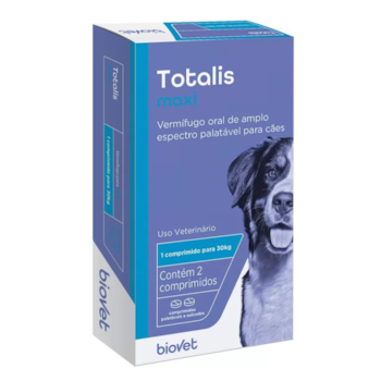 Vermífugo Totalis Maxi para Cães até 60kg Com 2 Comprimidos - Imagem principal