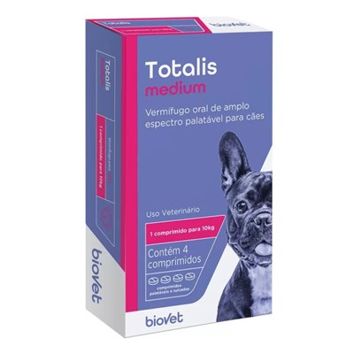 Vermífugo Totalis Medium para Cachorros até 20 kg com 4 comprimidos