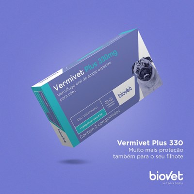 Vermifugo Vermivet Plus 330mg Biovet para Cachorros com 2 Comprimidos