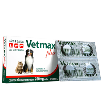 Vermífugo Vetmax Plus Para Cães e Gatos Com 4 Comprimidos - Imagem principal