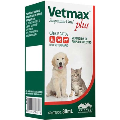 Vermífugo Vetmax Plus Suspensão para cachorros e gatos 30ml