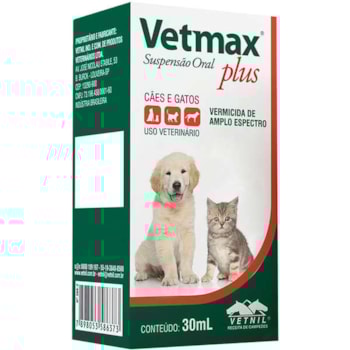 Vermífugo Vetmax Plus Suspensão Para Cães e Gatos 30ml - Imagem principal